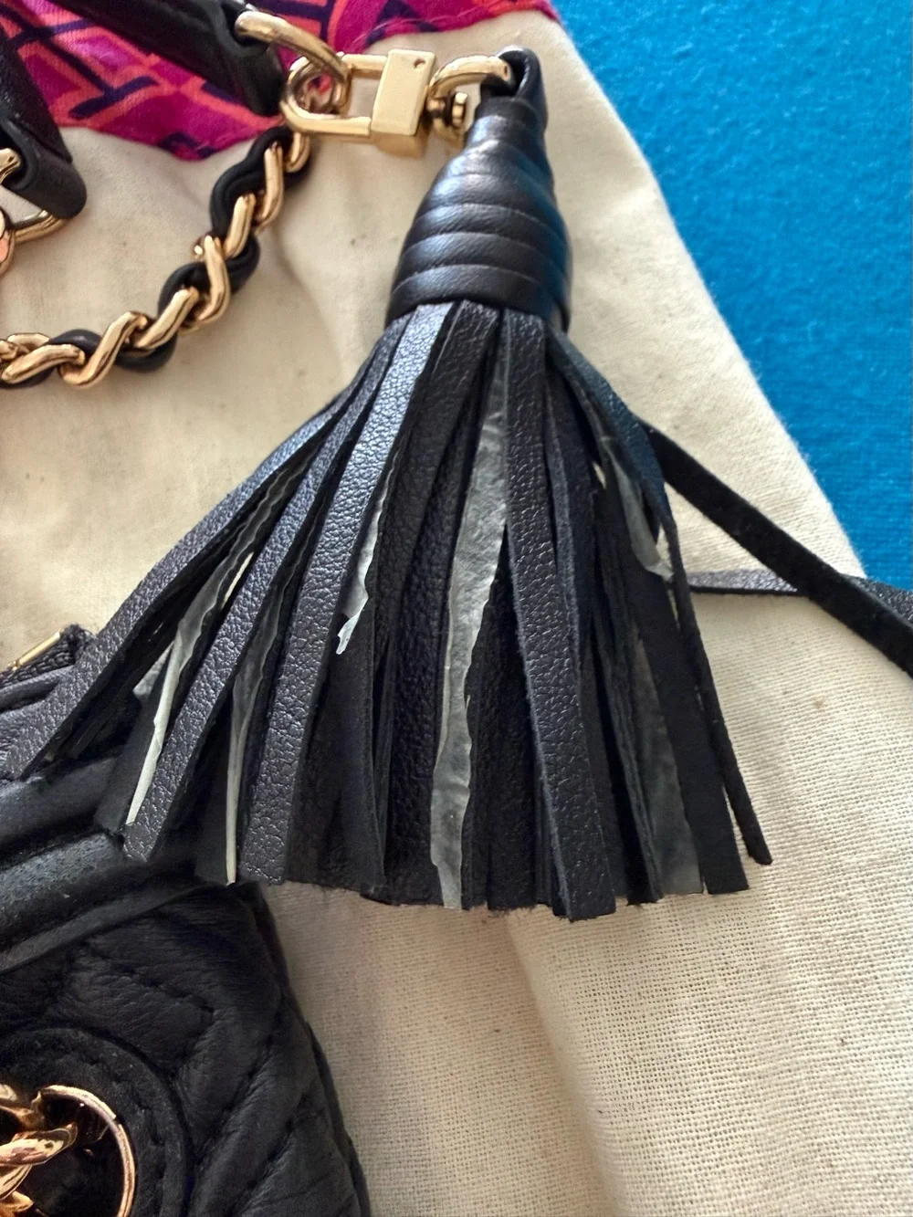 Tory Burch Fleming Black Quilted Leather